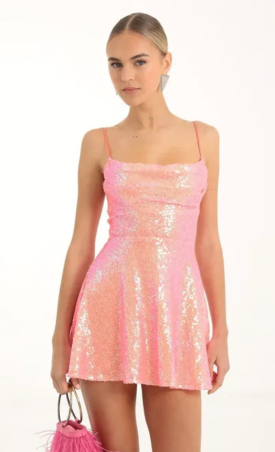 Fashion Women Shiny Sequins Dress Summer Sexy Backless A-Line Mini Party Dress For Cocktail Party Beach Streetwear