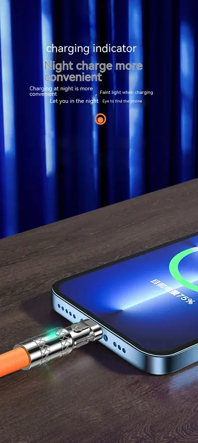 120W One-to-three Elbow Fast Charging Zinc Alloy Charging Cable 180 Degree Rotation