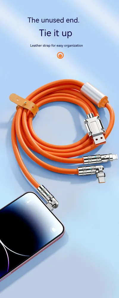 120W One-to-three Elbow Fast Charging Zinc Alloy Charging Cable 180 Degree Rotation