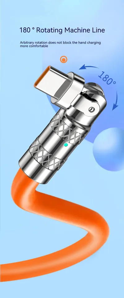 120W One-to-three Elbow Fast Charging Zinc Alloy Charging Cable 180 Degree Rotation