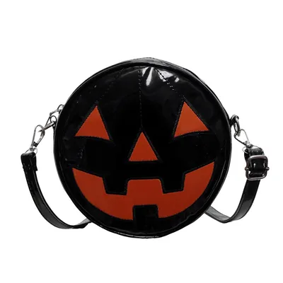 Halloween Pumpkin Small Round Bag Girls Funny Cute Shoulder Bag Personality Creative Messenger