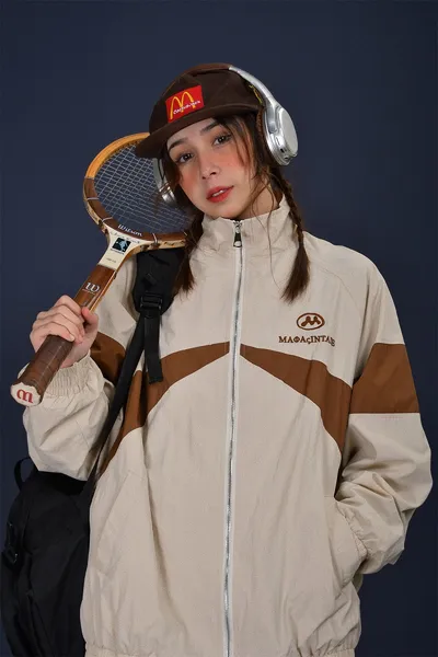 Tide Loose Leisure All-matching Stitching Couple Coat