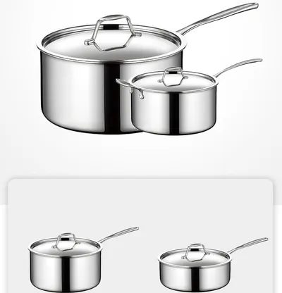 304 Stainless Steel Single Handle Thick Bottom Sauce Pot Three-layer Pot Milk Pot