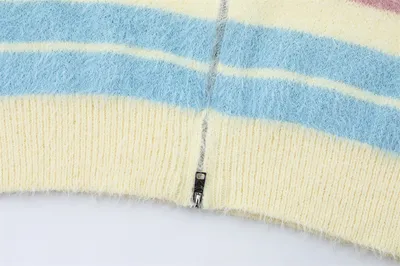 Striped Knitted Sweater Coat Men