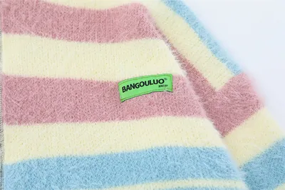 Striped Knitted Sweater Coat Men
