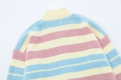 Striped Knitted Sweater Coat Men