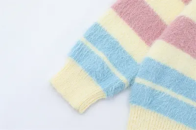 Striped Knitted Sweater Coat Men