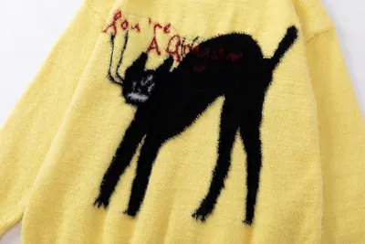 Kitten Round Neck Sweater Men