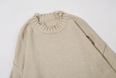 Solid Color Ripped Pullover For Men