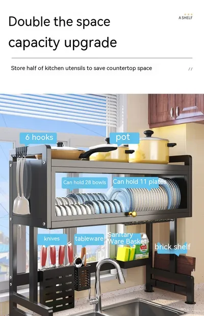 Kitchen Sink Storage Stand Surface Washed Bowl And Chopstick Rack Storage Household Drain Basket Rack