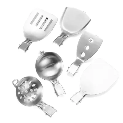 Portable Folding Spoon With Stainless Steel Kitchen Utensils