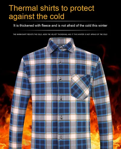 Men's Thermal Thickened Fleece Plaid Shirt