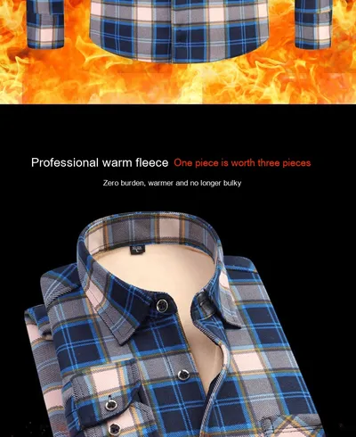 Men's Thermal Thickened Fleece Plaid Shirt