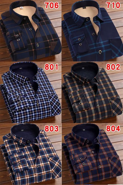 Men's Thermal Thickened Fleece Plaid Shirt