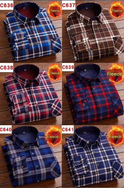Men's Thermal Thickened Fleece Plaid Shirt