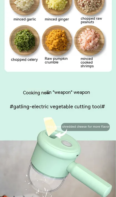 Multifunctional Electric Vegetable Cutting Mashed Garlic Kitchen Storm Slicer Household Hand-held Cooking Hammer Suit