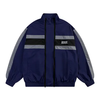 Men Fashion Brands European And American Color Contrast Patchwork Letter Printing Shell Jacket