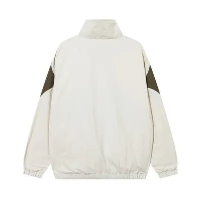 American Style Cross Stitching Contrast Color Casual Coat
