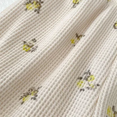 Baby Waffle Printing Elastic Cord Ankle-tied Long Pants