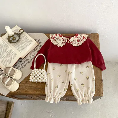 Baby Waffle Printing Elastic Cord Ankle-tied Long Pants