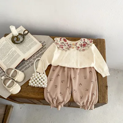 Baby Waffle Printing Elastic Cord Ankle-tied Long Pants