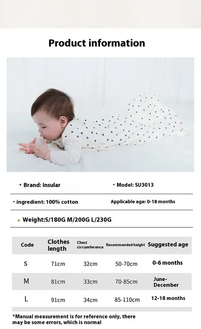 Newborn Cotton Sleeping Bag Baby Sleeveless Pajamas Combed Cotton