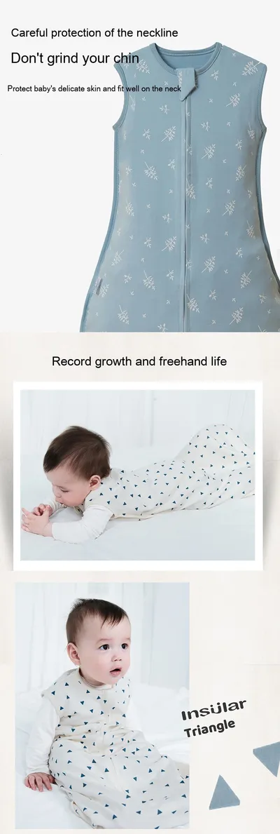 Newborn Cotton Sleeping Bag Baby Sleeveless Pajamas Combed Cotton