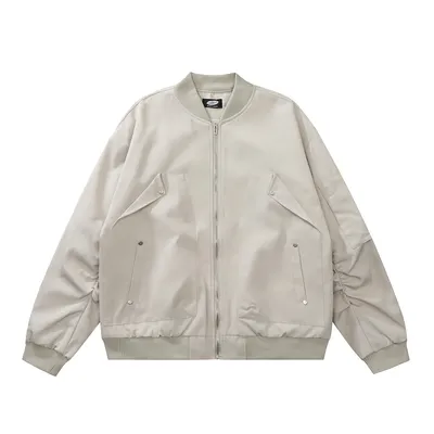 Men's Design Sleeves Pleated Fashion National Fashion Loose Baseball Uniform Jacket