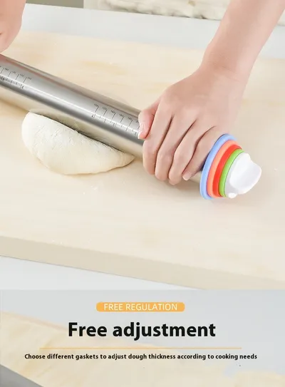 Stainless Steel Adjustable Thickness Kitchen Tools Rolling Pin