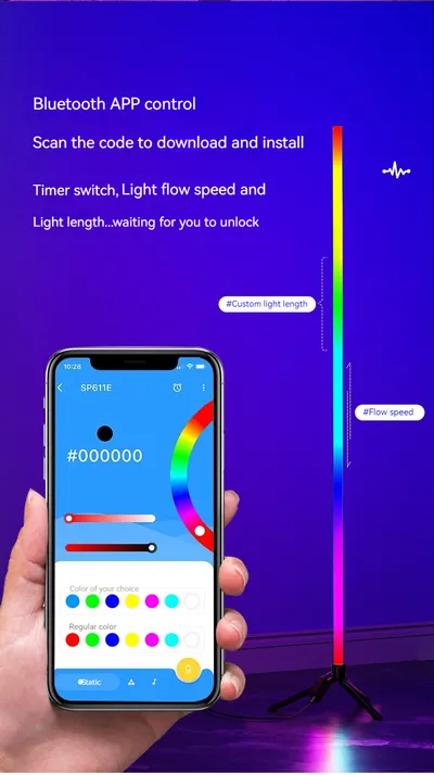 Colorful Floor Atmosphere Indoor Living Room Live Broadcast Home Adjustable Led Voice Control