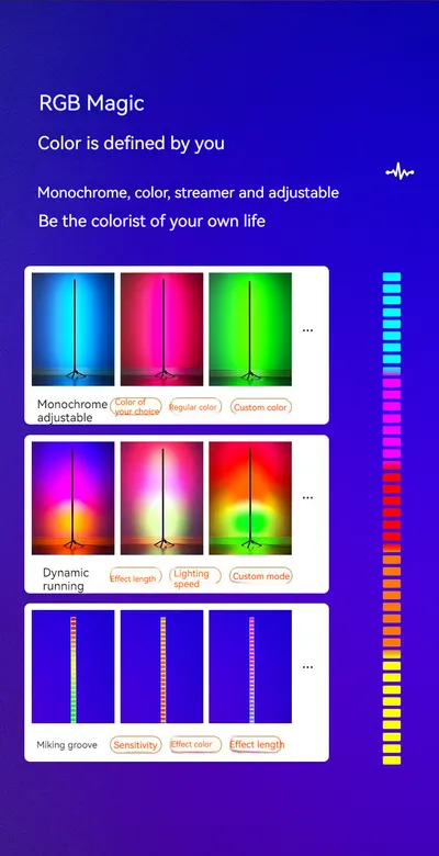 Colorful Floor Atmosphere Indoor Living Room Live Broadcast Home Adjustable Led Voice Control