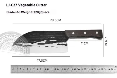 Stainless Steel Chicken Wings Wooden Handle Forging Hammer Pattern Kitchen Knife Cutting Dual-purpose Knife