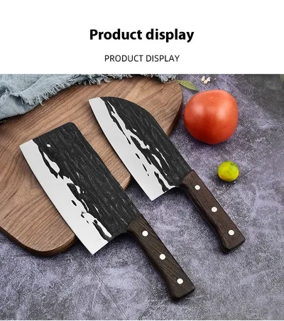 Stainless Steel Chicken Wings Wooden Handle Forging Hammer Pattern Kitchen Knife Cutting Dual-purpose Knife