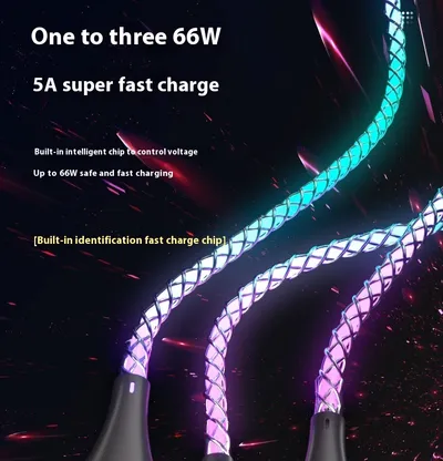 One-to-three Luminous Fast Charging RGB Data Cable