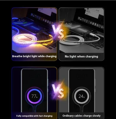 One-to-three Luminous Fast Charging RGB Data Cable