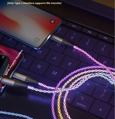 One-to-three Luminous Fast Charging RGB Data Cable