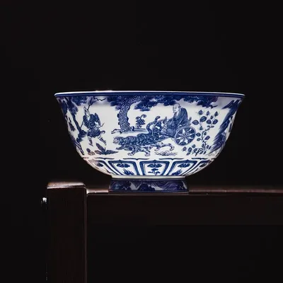 Blue And White Devil Valley Bowl Bone China High Foot Anti-scald Ceramic Home Night