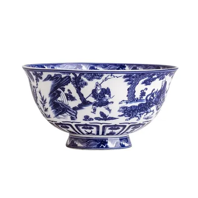 Blue And White Devil Valley Bowl Bone China High Foot Anti-scald Ceramic Home Night