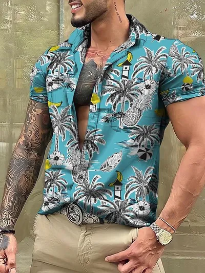 Men's Shirt Summer Graffiti Painting Series Personalized Printed Hawaiian