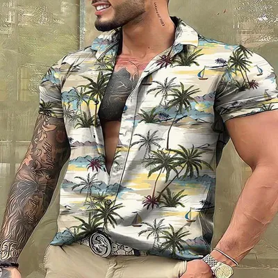 Men's Shirt Summer Graffiti Painting Series Personalized Printed Hawaiian