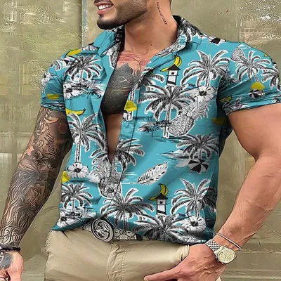 Men's Shirt Summer Graffiti Painting Series Personalized Printed Hawaiian
