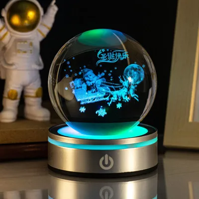 Creative 3D Inner Carving Luminous Crystal Ball Colorful Gradient Small Night Lamp Home Decorations