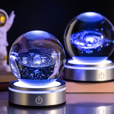 Creative 3D Inner Carving Luminous Crystal Ball Colorful Gradient Small Night Lamp Home Decorations