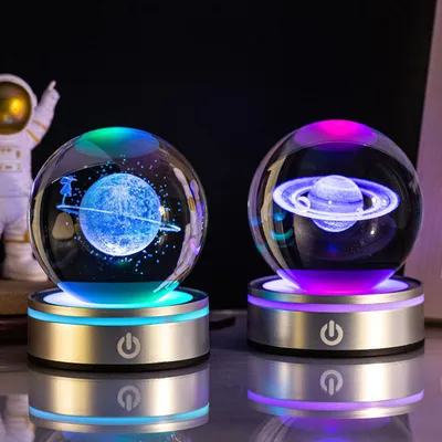 Creative 3D Inner Carving Luminous Crystal Ball Colorful Gradient Small Night Lamp Home Decorations