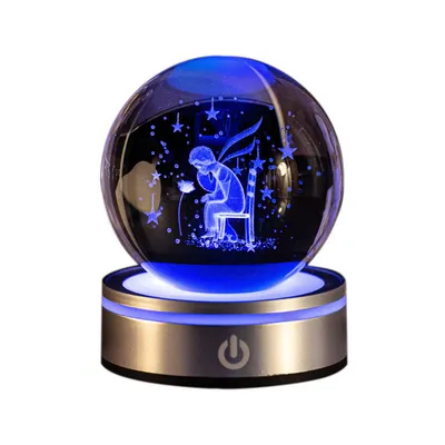 Creative 3D Inner Carving Luminous Crystal Ball Colorful Gradient Small Night Lamp Home Decorations