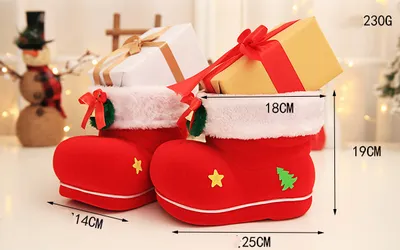 Large Christmas Red Flocking Candy Boots