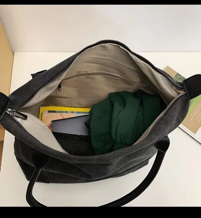 حقيبة تسوق قماشية كبيرة الحجم للسفر والسفر، مناسبة للطلاب، تُحمل على الكتف الواحد، حقيبة رياضية