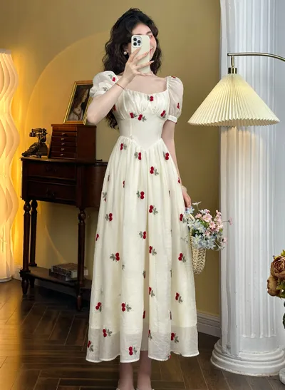 Summer Seaside Vacation French Dress Women