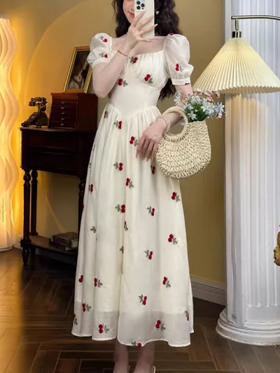 Summer Seaside Vacation French Dress Women