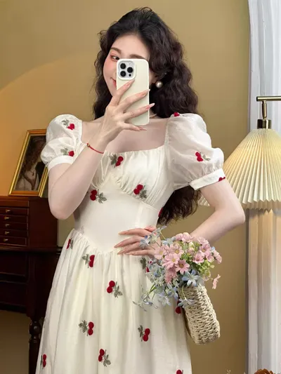 Summer Seaside Vacation French Dress Women